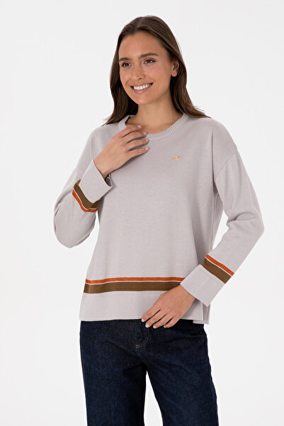 U.S. Polo Assn. سترة نسائية بياقة دائرية حجرية 50314598-VR049