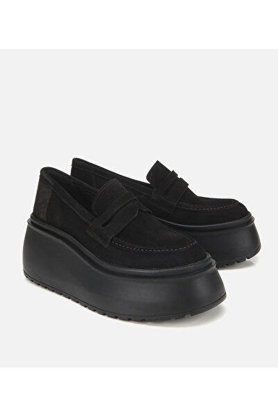 Hotiç Kadın Süet Deri Siyah Dolgu Topuklu Günlük Loafer