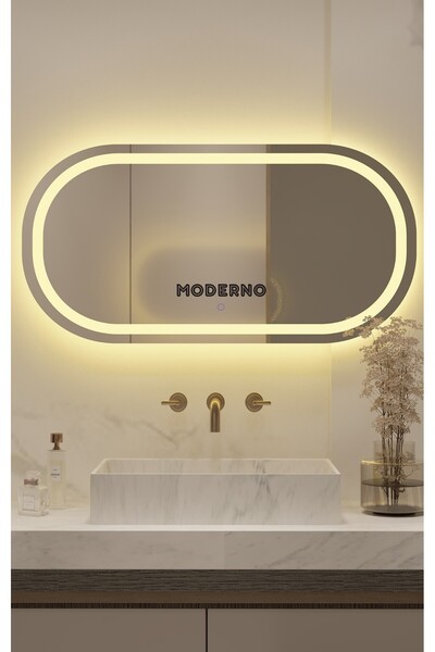 L' CAPO Mdrno Gün Işığı Led'li Lazer Kumlamalı Lavabo & Banyo Aynası (Dokunma...