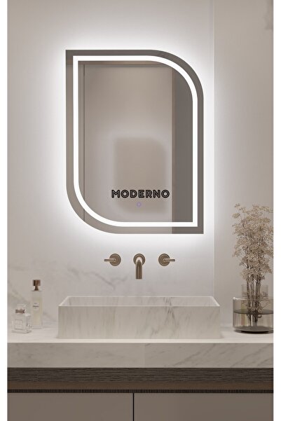 L' CAPO Mdrno Beyaz Led'li Lazer Kumlamalı Lavabo & Banyo Aynası (Dokunmatik ...