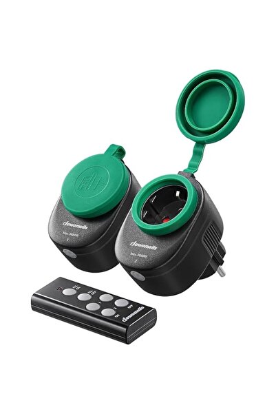 DEWENWILS Set of 2 DEWENWILS Smart WiFi Sockets, Outdoor, 3680 W, IP44, Black / Green