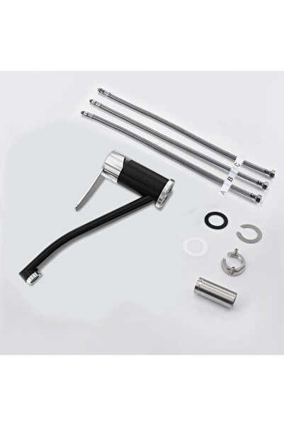 OEM Kitchen sink faucet, single lever, for low pressure, high flow, stainless steel, black, swivel