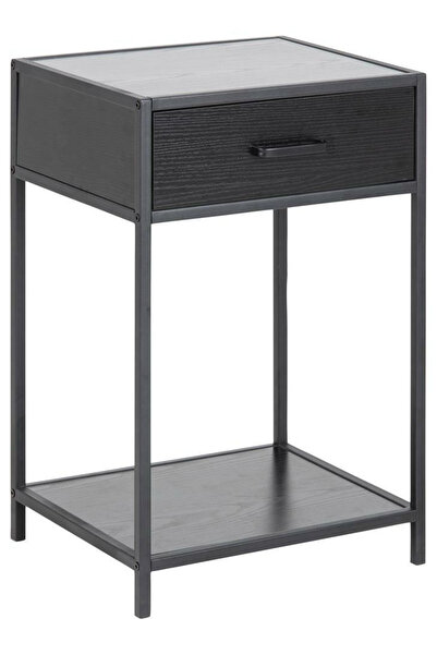 Other Noptieră Seaford neagră cu sertar, modernă din metal MDF