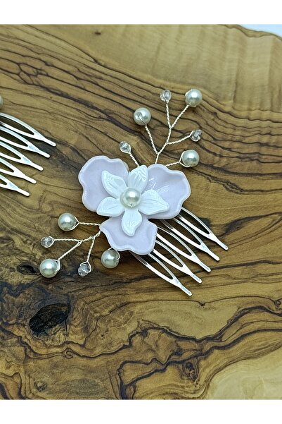 renaitre art مشبك شعر مزدوج بلون وردي فاتح مع لؤلؤ، مشبك للعروس، مشبك للمناسب...