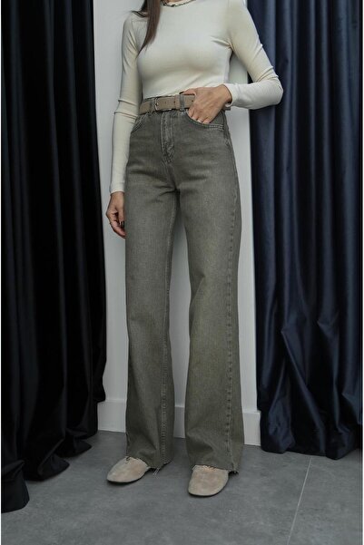 Havoş Khaki Boyes Tintli Straight Jeans
