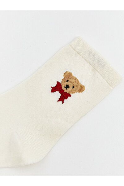 LC Waikiki Özmarka Yeni Sezon Ayı Teddy Baskılı Kadın Soket Çorap