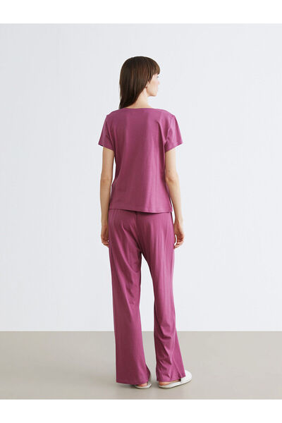 LC Waikiki Plum U-Neck Modal Blend Women's Pajama Set