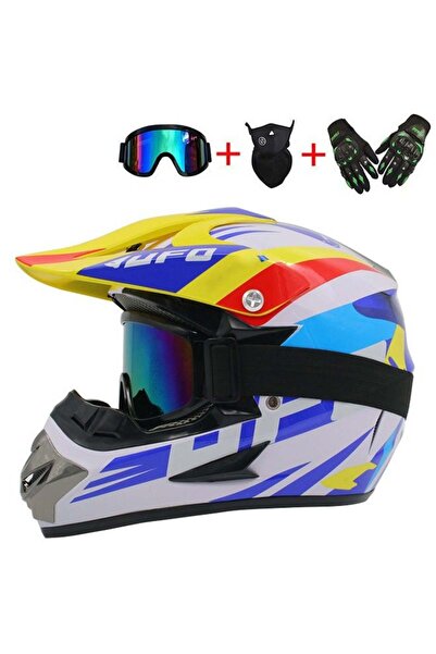 fulina Sports Helmet,Full Face Helmet for Extreme Sports and Off-Road Sports,Suitable ,White UFO Style