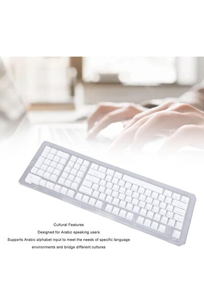 Jectse Arabic 112-Key Backlit ABS Keyboard Keycaps, White (Compatible with 61/64/68/84/87/96/98/100/104/108