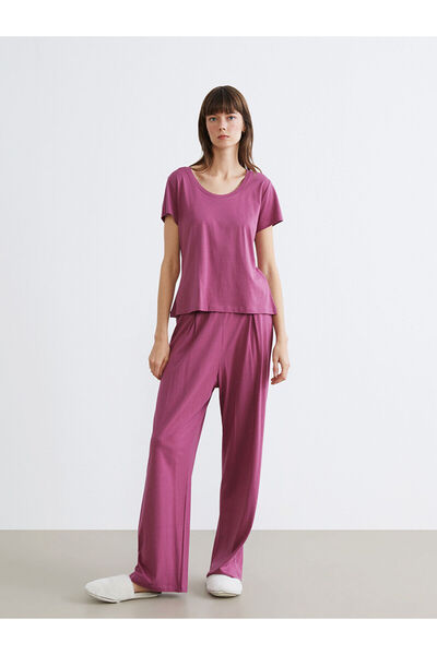LC Waikiki Plum U-Neck Modal Blend Women's Pajama Set