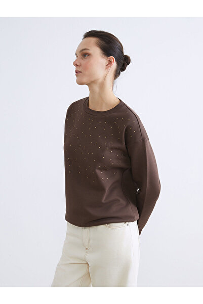 LC Waikiki Γυναικείο χοντρό φούτερ Özmarka New Season Stoned oversized