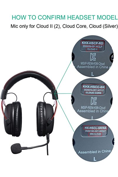 Other ميكروفون بوم بديل لسماعات Kingston HyperX Cloud 2 / Cloud Core / Cloud Silver مقاس 3.5 مم (B