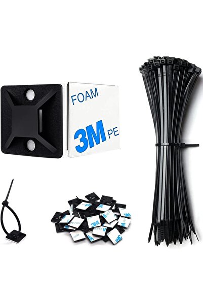 Other LAXDAMRE Adhesive Cable Tie Mounts & Nylon Zip Ties, 3/4", Black, 100 pcs