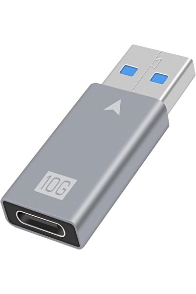 Duttek USB-A to USB-C Adapter (USB 3.1 Gen2, 10Gbps, PD Fast Charging) - Silver