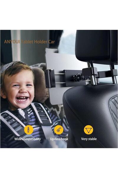 Aputue حامل الجهاز اللوحي في مسند رأس السيارة - حامل قابل للتعديل في المقعد الخلفي، متوافق مع السيارة بنسبة 99%، قابل للتمديد