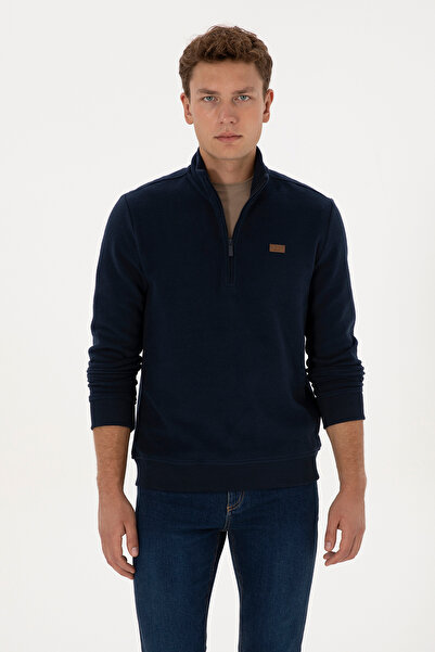 U.S. Polo Assn. Erkek Regular Fit Yarım Fermuarlı Lacivert Basic Sweatshirt 50313802-VR033