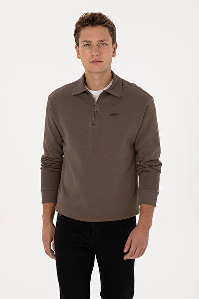 U.S. Polo Assn. Erkek Vizon Basic Sweatshirt 50313783-VR052