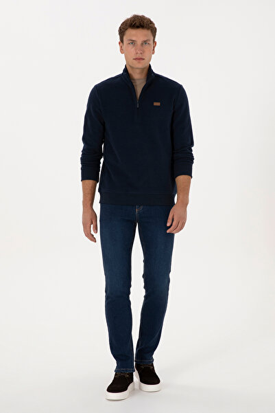 U.S. Polo Assn. Erkek Regular Fit Yarım Fermuarlı Lacivert Basic Sweatshirt 50313802-VR033