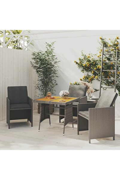 vidaxl Garden Table Grey 70x70x72 cm Poly Rattan & Solid Acacia Wood