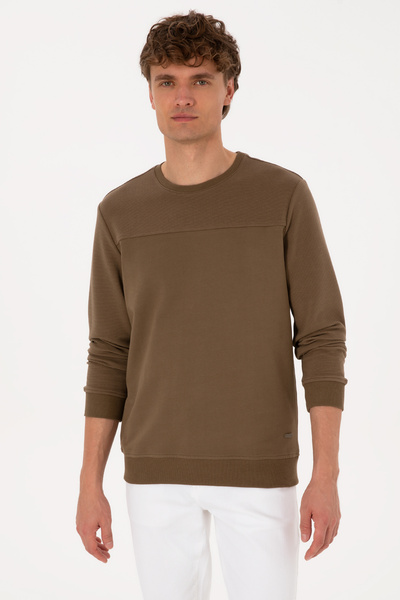 U.S. Polo Assn. Erkek Bisiklet Yaka Regular Fit Haki İnce Sweatshirt 50315455...