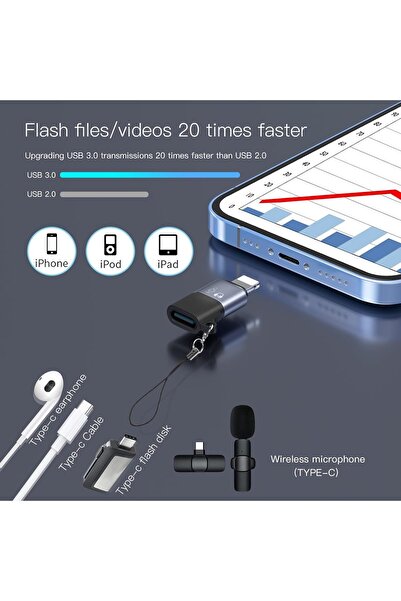 Other Lightning to USB-C Adapter (iOS OTG) - Connect Microphones, USB Drives, Card Readers, Mouse/Keyboard