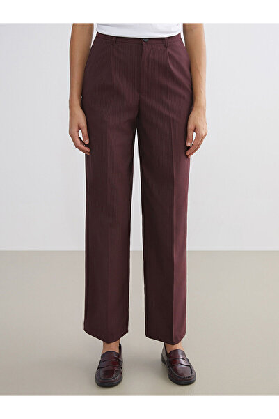 LC Waikiki Vizyon New Season Loose Fit Striped Women's Pleated Trousers