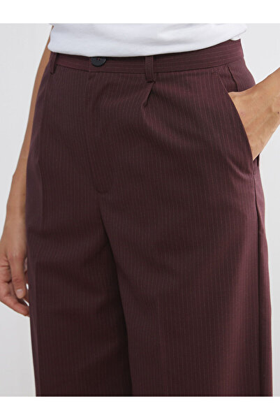 LC Waikiki Vizyon New Season Loose Fit Striped Women's Pleated Trousers