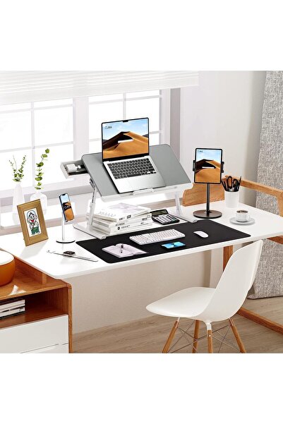 Goodern 80×40 cm Synthetic Leather Desk Pad - Waterproof Non-slip Mouse & Keyboard Mat, Gray