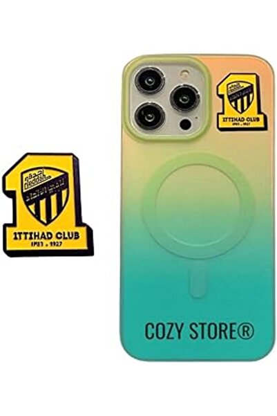 MAMLAKA ملصق معدني متين لأجهزة iPhone وSamsung وجميع الهواتف الذكية من 3M (شعار نادي الاتحاد)