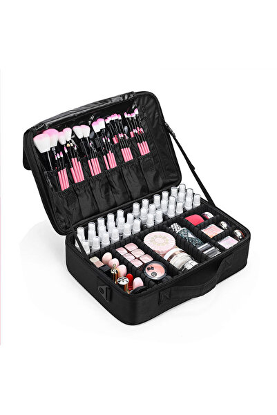 fulina Makeup Storage Case Portable with Adjustable Dividers Travel Makeup Organizer for Cosmetics Makeup