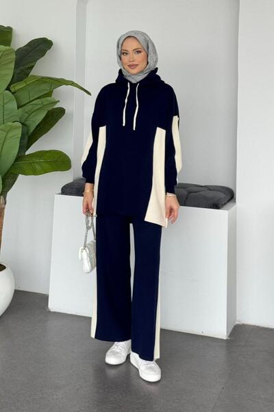 Hazamoda بدلة ماريا الرياضية باللون الأزرق الداكن