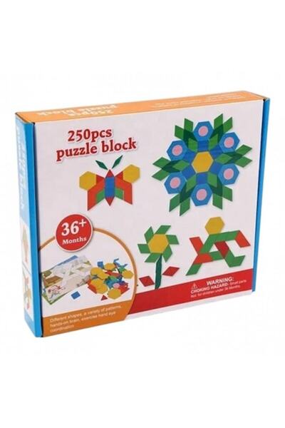 OEM Educational geometric mosaic wooden set, 250 pieces, multicolor, 23.5x20x4 cm