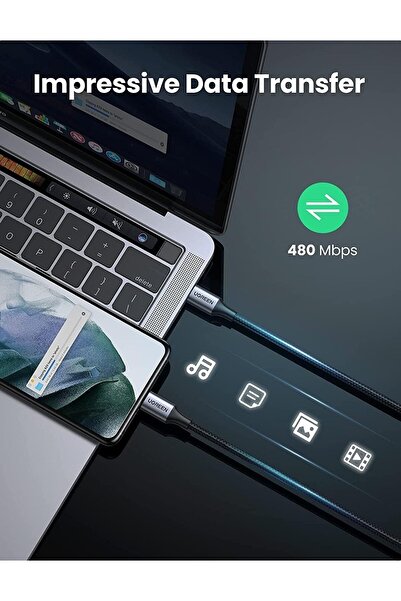 Ugreen US261 USB-C to USB-C, 60W, 2m (Black)