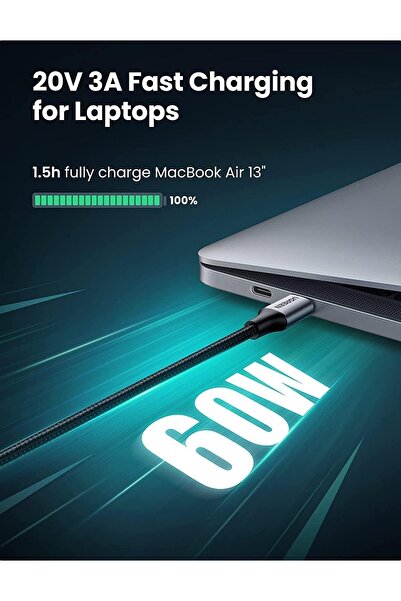 Ugreen US261 USB-C to USB-C, 60W, 2m (Black)