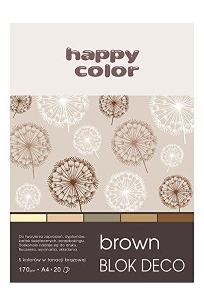 Other Bloc de hârtie decorativă maro A4, 20 de coli, 5 culori, Happy Color, 170g/m2