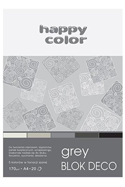 Other Bloc de hârtie A4 Deco Gri, 20 de coli, 5 culori, Happy Color, 170g/m2