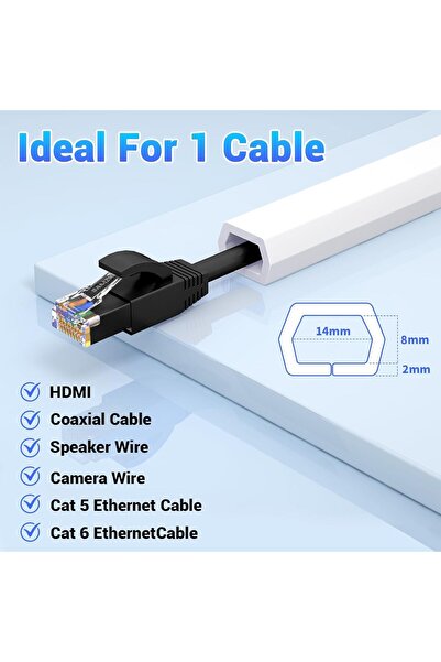 KASTWAVE Floor Cable Protector, Single Channel, 2m, Self-Adhesive, 15mm x 10mm, White