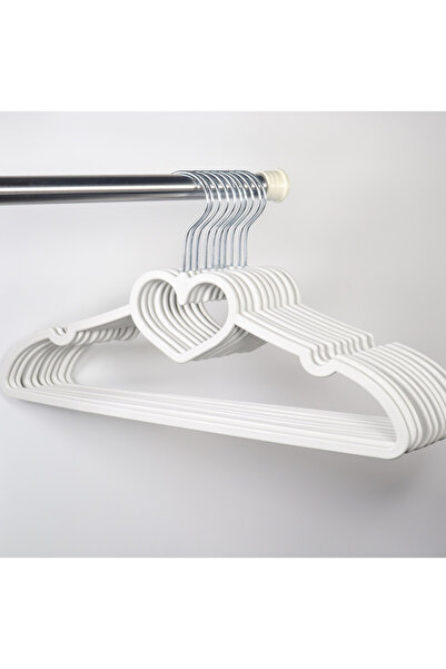 fun zone شماعات ملابس عامة على شكل قلب غير قابلة للانزلاق، 10 قطع، لون أبيض