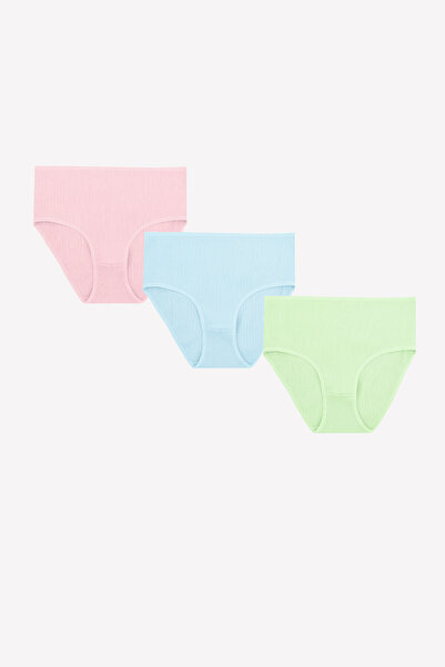 NBB Blue Green Pink 3-Pack Corded Fabric High Waist Panties