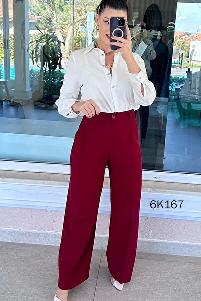 İnce Topuk Pleated Double Crepe Casual Trousers 6K167