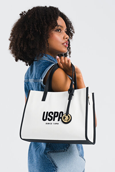 U.S. Polo Assn. White-Navy Blue Women's Shoulder Bag Us25311