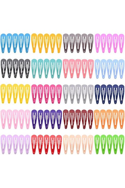 Margoun 200 Pcs Metal Snap Hair Clips Colorful Simple Drop Shape
