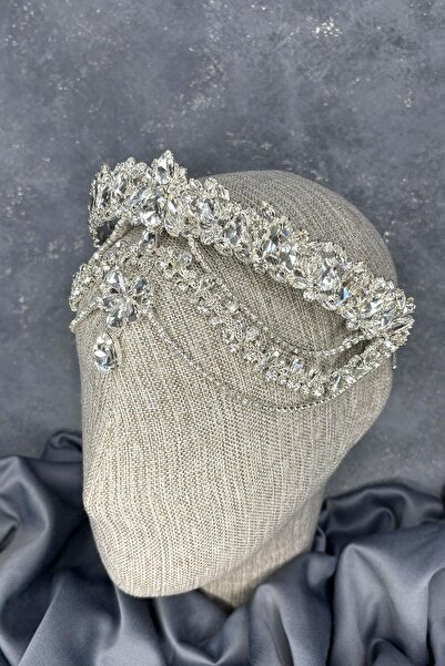 Hayalperest boncuk Silver Hera Forehead Dangling Bridal Henna Crown Hair Accessory