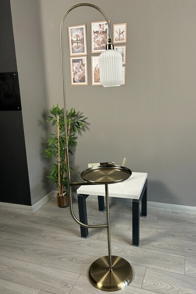 Bamyum Wingmn Eskitme Gövde Beyaz Cam Hareketli Başlık Lambader Metal Oturma Odası Çalışma Odası Zemin