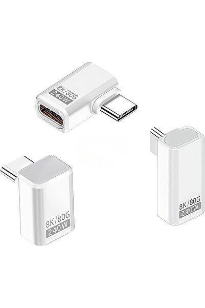 KASTWAVE محول USB-C بزاوية 90 درجة، عبوة من 3 قطع، 80 جيجابت في الثانية، 8K@2...
