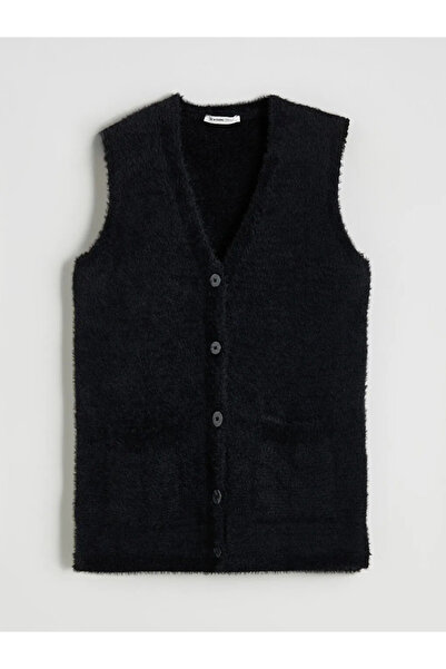 LC Waikiki Büyük Beden V Yaka Kadın Pelüş Yelek