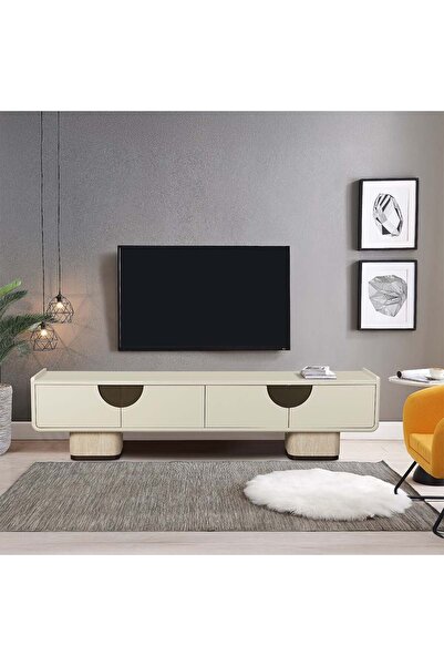 Danube Home وحدة تلفزيون أورو بسطح زجاجي مقسّى وأربعة أبواب لمقاس يصل إلى ٨٠ ...