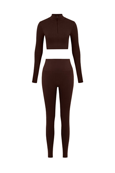 Formactive Σετ με μακρυμάνικο μπουστάκι με μισό φερμουάρ και κολάν Push Up