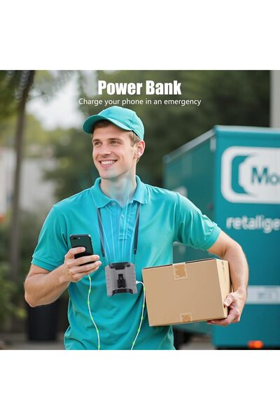 Generic 10000mAh Portable Waist Fan Clip-on, 5 Speed Wearable Belt & Neck Fan - Gray