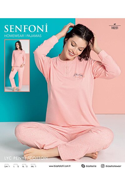 ARAS طقم بيجامة قطنية ممشطة 10221 سينفوني بأكمام طويلة - وردي -